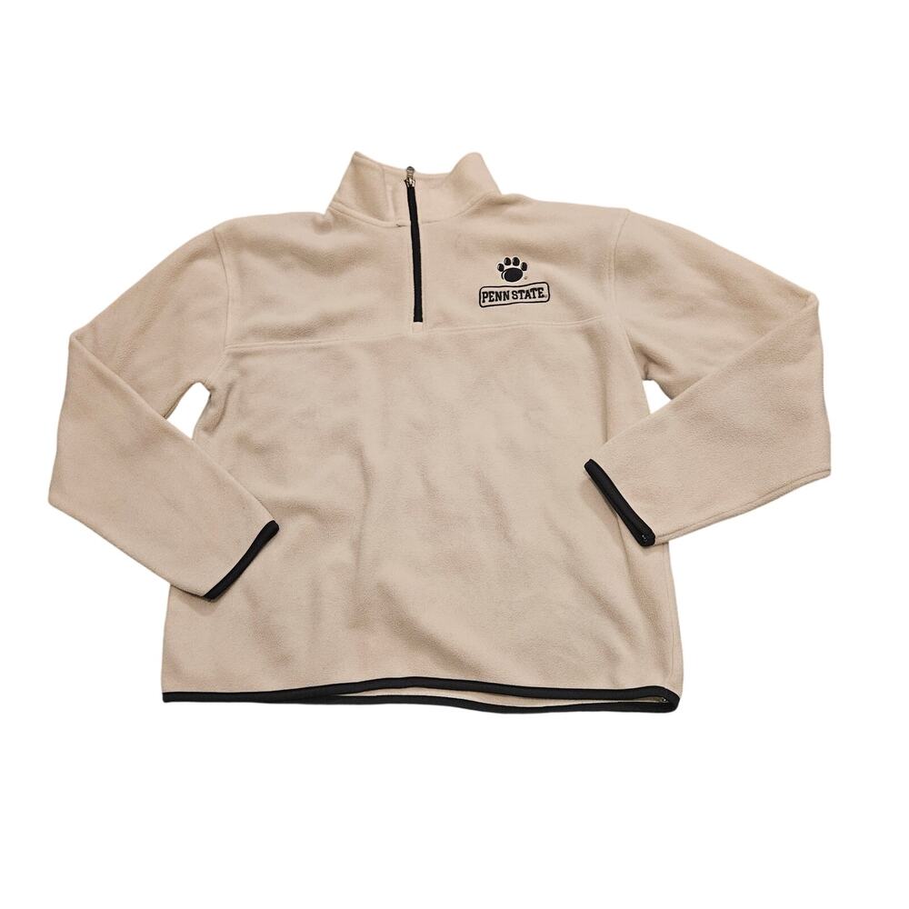Penn State Fleece Pullover Womens Small Cream Quarter Zip Sweatshirt Logo